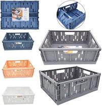 Cesto / caixa organizador de plastico retangular dobravel com alca colors 33,8x25x12,5cm