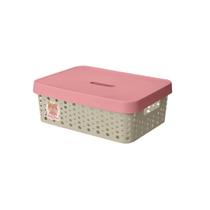 Cesto caixa organizadora 11l rosa com tampa baby menina