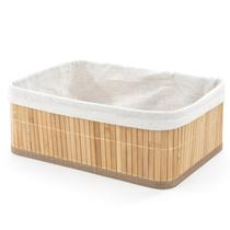 Cesto Caixa Organizadora Bambu Claro Com Forro Retangular