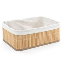 Cesto Caixa Organizadora Bambu Claro Natural Com Forro 25cm Retangular