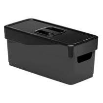 Cesto Caixa Organizadora Lisa de Plástico Resistente Pequena Com Tampa Capacidade 1 Litro