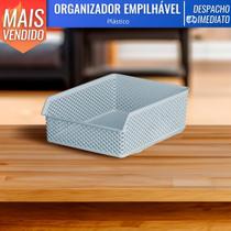 Cesto Caixa Organizadora M Empilhavel Linea Armário Organização de Casa Lavanderia