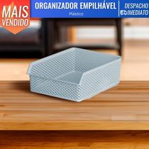 Cesto Caixa Organizadora M Empilhavel Linea Armário Organização de Casa Lavanderia