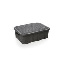 Cesto Caixa Organizadora Multiuso Rattan Baixa Preto