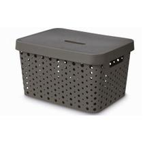 Cesto Caixa Organizadora Rattan Com Tampa 17L Marrom Usual