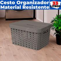 Cesto Caixa Organizadora Rattan Grande Com Tampa 33 Litros (46x34x24) Cesto Caixa Organizadora Rattan Grande Com Tampa 33 Litros (46x34x24)