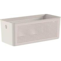 Cesto Caixa Organizadora Retangular 33x15x13cm Perfurações 6,6L Bege Flow Cesto Caixa Organizadora Retangular 33x15x13cm Perfurações 6,6L Bege Flow