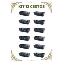 Cesto Cestinho Organizador Retangular Kit 12 Unidades Preto Cesto Cestinho Organizador Retangular Kit 12 Unidades Preto