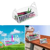 Cesto com 24 Prendedores Pregadores Coloridos Pendurar Roupa