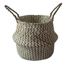 Cesto Com Alças Em Rattan Branco 27X31 Cesto Com Alças Em Rattan Branco 27X31