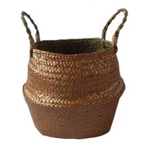 Cesto com alcas em rattan marrom d27cm x 23cm