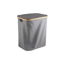 Cesto com tampa para lavanderia com bambu grey 41x49 cm - mimo style - bh20406 7621 Cesto com tampa para lavanderia com bambu grey 41x49 cm - mimo style - bh20406 7621