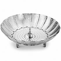 Cesto Cozimento Vapor Inox Retrátil 25cm Aço Inoxidável Abre e Fecha Universal para Panelas Médias Cesto Cozimento Vapor Inox Retrátil 25cm Aço Inoxidável Abre e Fecha Universal para Panelas Médias