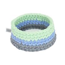 Cesto Crochê Redondo 15 CM Azul e Verde Quarto Bebê Infantil