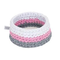 Cesto Crochê Redondo 15 CM Rosa e Cinza Quarto Bebê Infantil Cesto Crochê Redondo 15 CM Rosa e Cinza Quarto Bebê Infantil