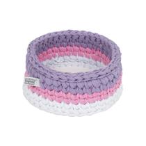 Cesto Crochê Redondo 15 CM Rosa e Lilás Quarto Bebê Infantil