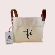 Cesto de Algodão Cru Multiuso Frase Fé