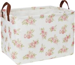 Cesto de Almacenamiento NTAOHAMPER con Flor Rosa 38x26x25 cm con Asas