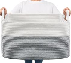 Cesto de Almacenamiento para Juguetes Goodpick con Cuerda de Algodón Gris 55x38x30 cm