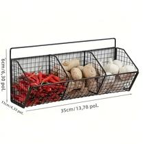 Cesto De Armazenamento De Metal Montado Na Parede Para Cozinha Para Especiarias Alho Cebolas Legumes