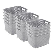 Cesto de Armazenamento Sterilite Trançado Alto Kit com 12 Peças Cinza Cimento Cesto de Armazenamento Sterilite Trançado Alto Kit com 12 Peças Cinza Cimento