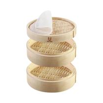 Cesto De Bambu Artesanal Com Tampa Para Cozinhar Dumplings, Pães, Arroz E Alimentos Asiáticos Cesto De Bambu Artesanal Com Tampa Para Cozinhar Dumplings, Pães, Arroz E Alimentos Asiáticos