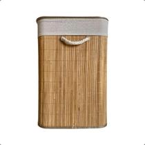 Cesto de Bambu Bege Dobrável com Tampa 70 Litros Cesto de Bambu Bege Dobrável com Tampa 70 Litros