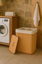 Cesto De Bambu Com Alças 2 Compartimentos 52X32X60Cm Mek