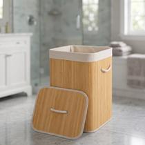 Cesto de Bambu com alças e tampa 70L- Bambu Cesto de Bambu com alças e tampa 70L- Bambu