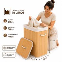 Cesto de Bambu com alças e tampa 70L Bambu