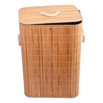Cesto De Bambu Com Tampa Para Roupas Sujas Lavanderia 40cm X 30cm X 50cm