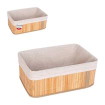 Cesto de Bambu organizador decoração com tecido 26X17X 10 CM