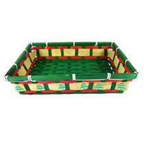 CESTO DE BAMBU PARA NATAL 33 x 23 x 8cm RETANGULAR DECORAÇÃO ÁRVORES - Rio Master