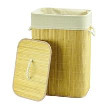 Cesto de Bambu para Roupas Lavandeira com Tampa e Alças