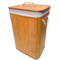 Cesto de Bambu Retangular com Alça e Forro - 40x30x60cm - 1 unidade - Rizzo
