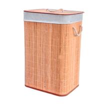 Cesto de Bambu Retangular com Dois Compartimentos e Forro - Canela - 52x32x60cm - 1 unidade - Rizzo