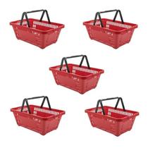 Cesto De Compras D100 Dellaplast 16L 45X29X19 Vermelho Kit 5