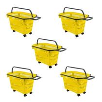 Cesto De Compras D300 Dellaplast 30L Com Rodas Amarelo Kit 5
