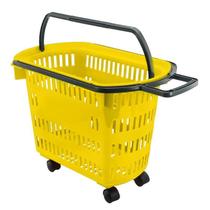 Cesto De Compras D300 Dellaplast 30L Com Rodas Amarelo Cesto De Compras D300 Dellaplast 30L Com Rodas Amarelo