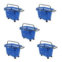 Cesto de Compras D300 Dellaplast 30l Com Rodas Azul Kit 5 Cesto de Compras D300 Dellaplast 30l Com Rodas Azul Kit 5