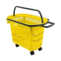 Cesto De Compras Para Supermercado Tamanho Grande Com Rodízio D300 - Della Plast Amarela