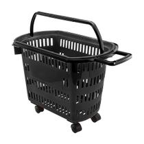 Cesto De Compras Para Supermercado Tamanho Grande Com Rodízio D300 - Della Plast Preta