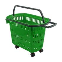 Cesto De Compras Para Supermercado Tamanho Grande Com Rodízio D300 - Della Plast Verde Padrão