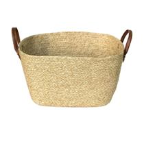 Cesto de Fibra Natural com Alça de Couro G Paramount