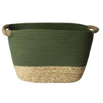 Cesto De Fibra Natural E Algodão C/Alça 42X25X24 Cm Verde Cesto De Fibra Natural E Algodão C/Alça 42X25X24 Cm Verde