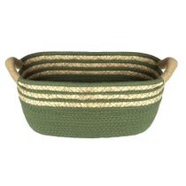 Cesto de Fibra Natural e Algodão com Alça Verde Esmeralda 16x22x44cm 3627 - Paramount Cesto de Fibra Natural e Algodão com Alça Verde Esmeralda 16x22x44cm 3627 - Paramount