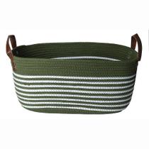 Cesto de Fibra Natural e Algodão com Alça Verde Esmeralda 21x28x44cm 3634 - Paramount