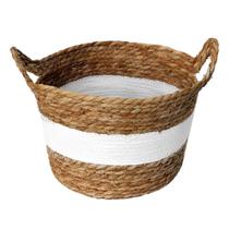 Cesto de Fibra Natural G C/ Alça Ø30x20cm P/ Organização Decoração 3029