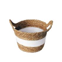 Cesto de Fibra Natural Listra Branca M com Alça Paramount