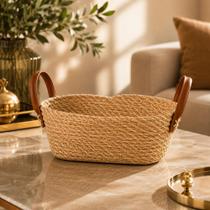 Cesto de Fibra Natural Mocca 26cm Organizador Retangular com Alças Multiuso Decoração e Organização Cesto de Fibra Natural Mocca 26cm Organizador Retangular com Alças Multiuso Decoração e Organização